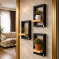 Shelf, Rustic Brown Wood with Black Metal Frame