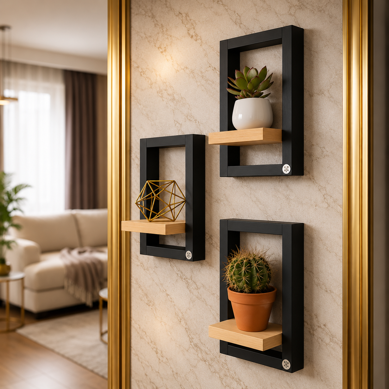 Shelf, Rustic Brown Wood with Black Metal Frame