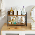 2-Tier Storage Shelf, Brown Wood with Black Metal Frame