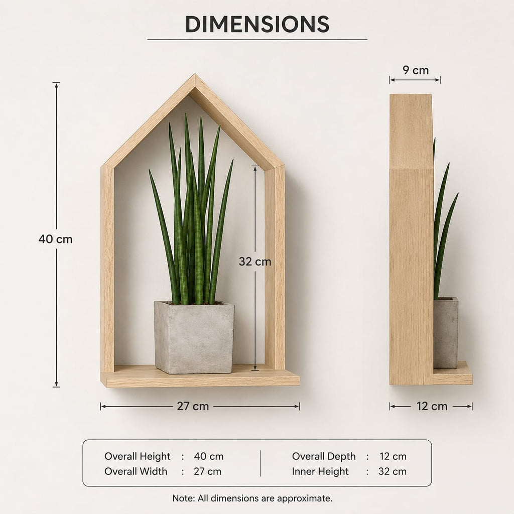 Wooden House-Shaped Wall Shelf for Home Décor | Modern Floating Display Shelf