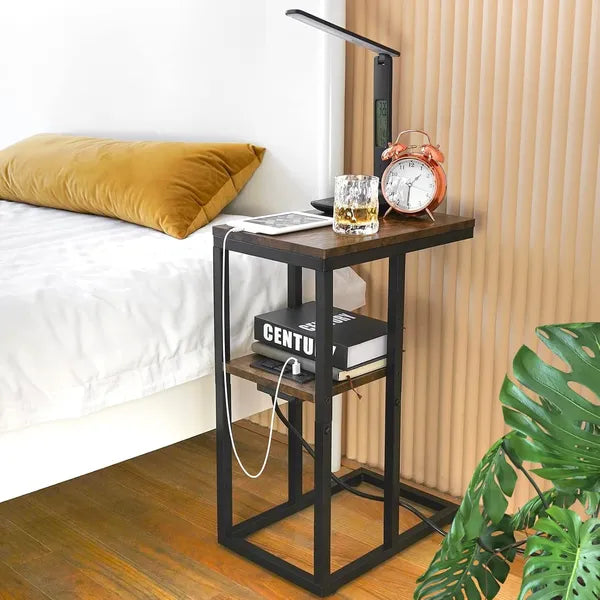 Good Square wooden laptop Table with Storage Rack