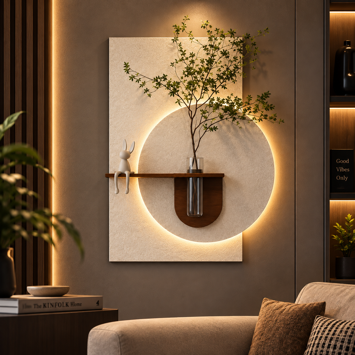 Modern Crescent LED Wall Shelf