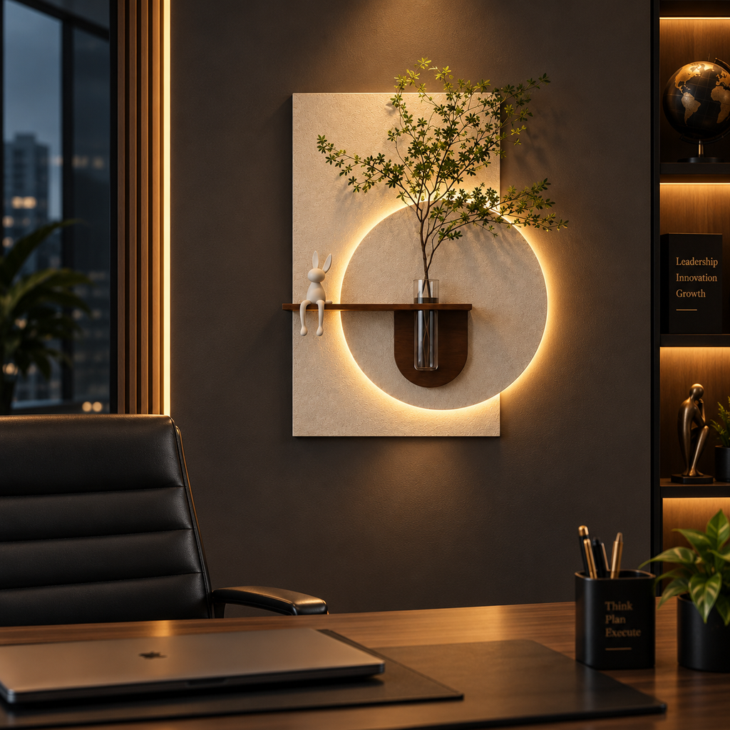 Modern Crescent LED Wall Shelf