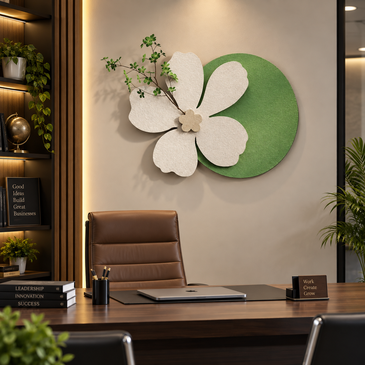Modern Floral Halo LED Wall Art