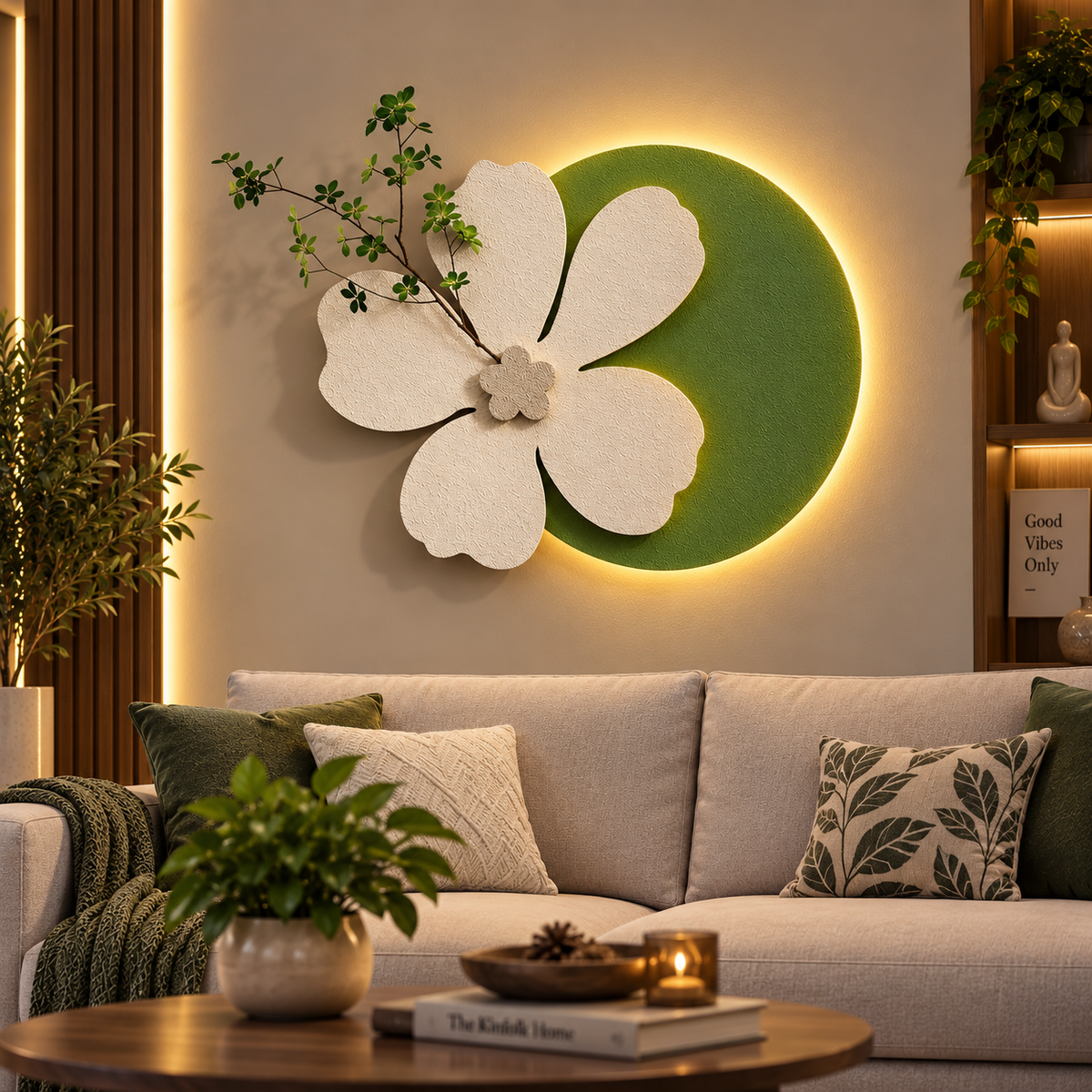 Modern Floral Halo LED Wall Art