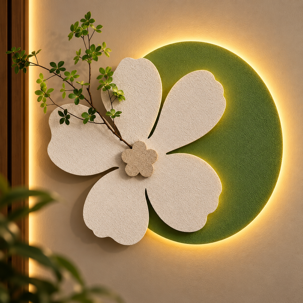 Modern Floral Halo LED Wall Art