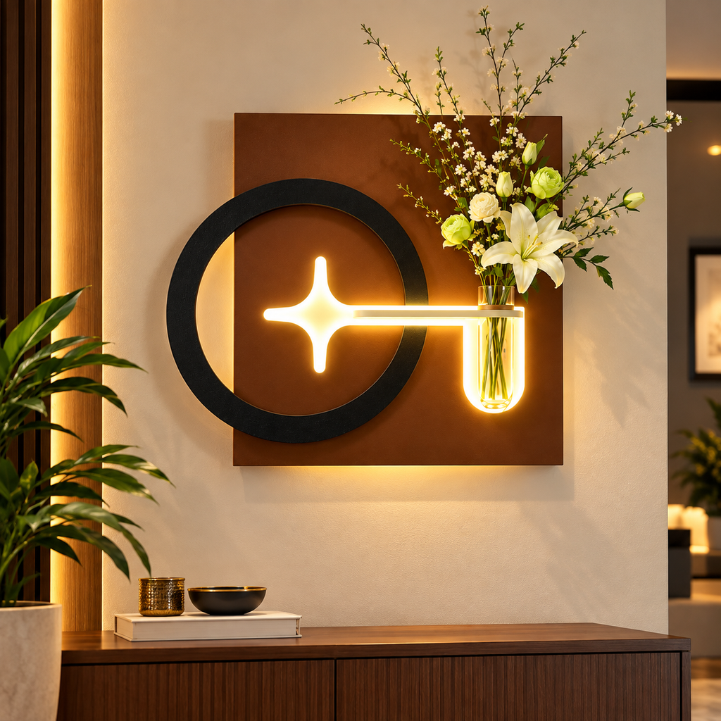 Modern LED Wall Art with Vase