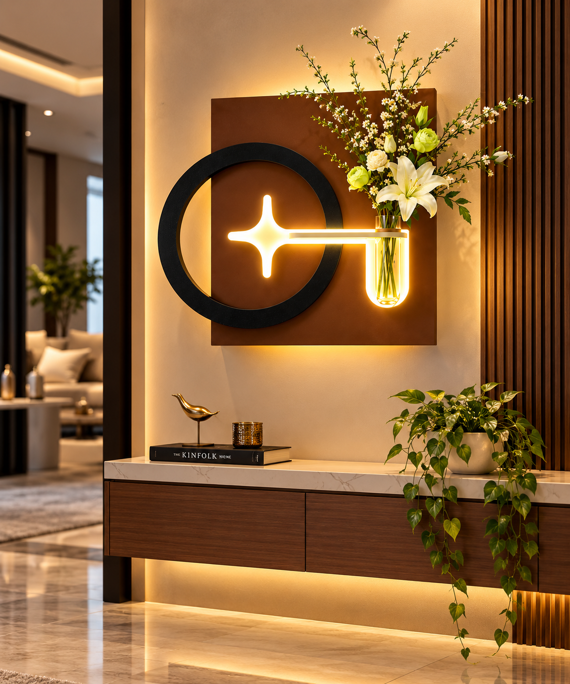 Modern LED Wall Art with Vase