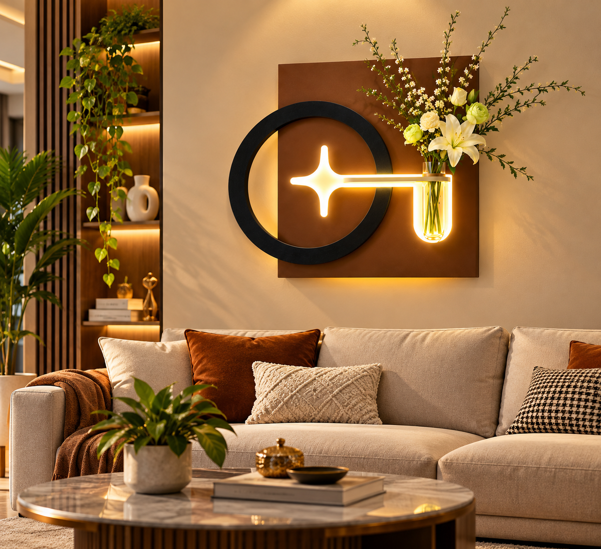 Modern LED Wall Art with Vase