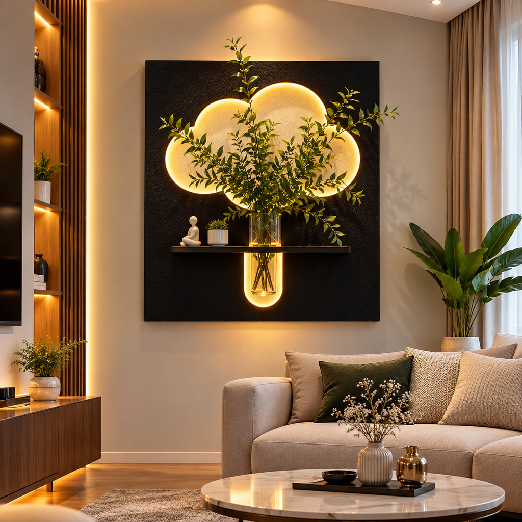 Cloud Glow Wall-Mounted Planter & Shelf