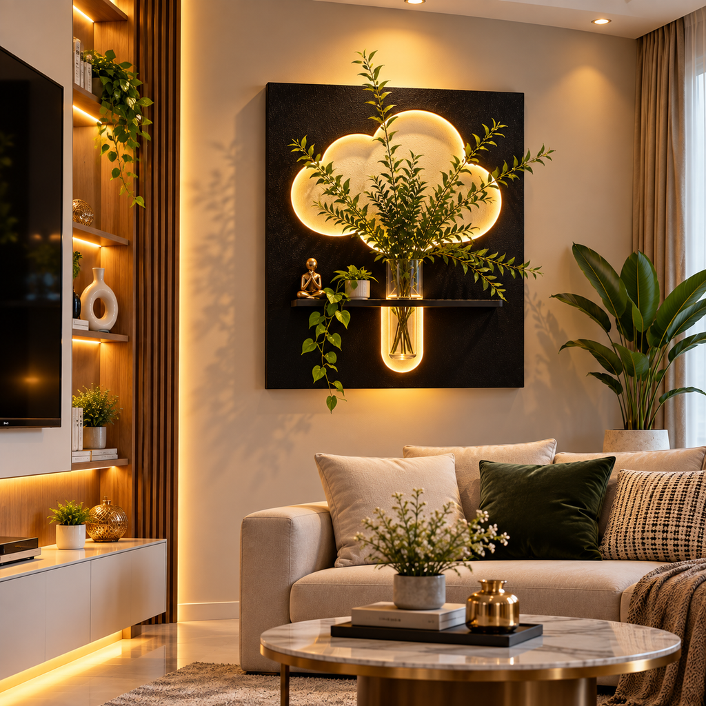 Cloud Glow Wall-Mounted Planter & Shelf
