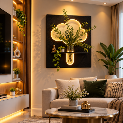 Cloud Glow Wall-Mounted Planter & Shelf