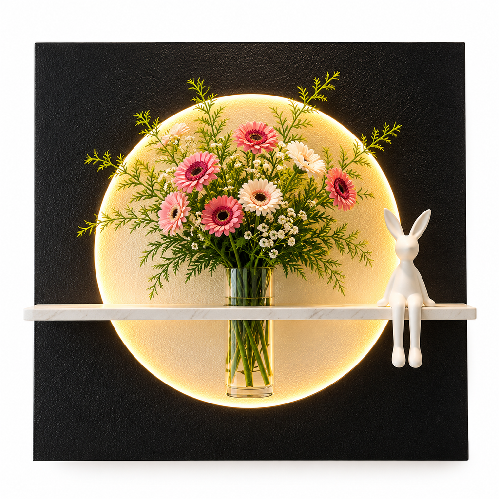 Modern LED Cloud Wall Decor with Floating Shelf