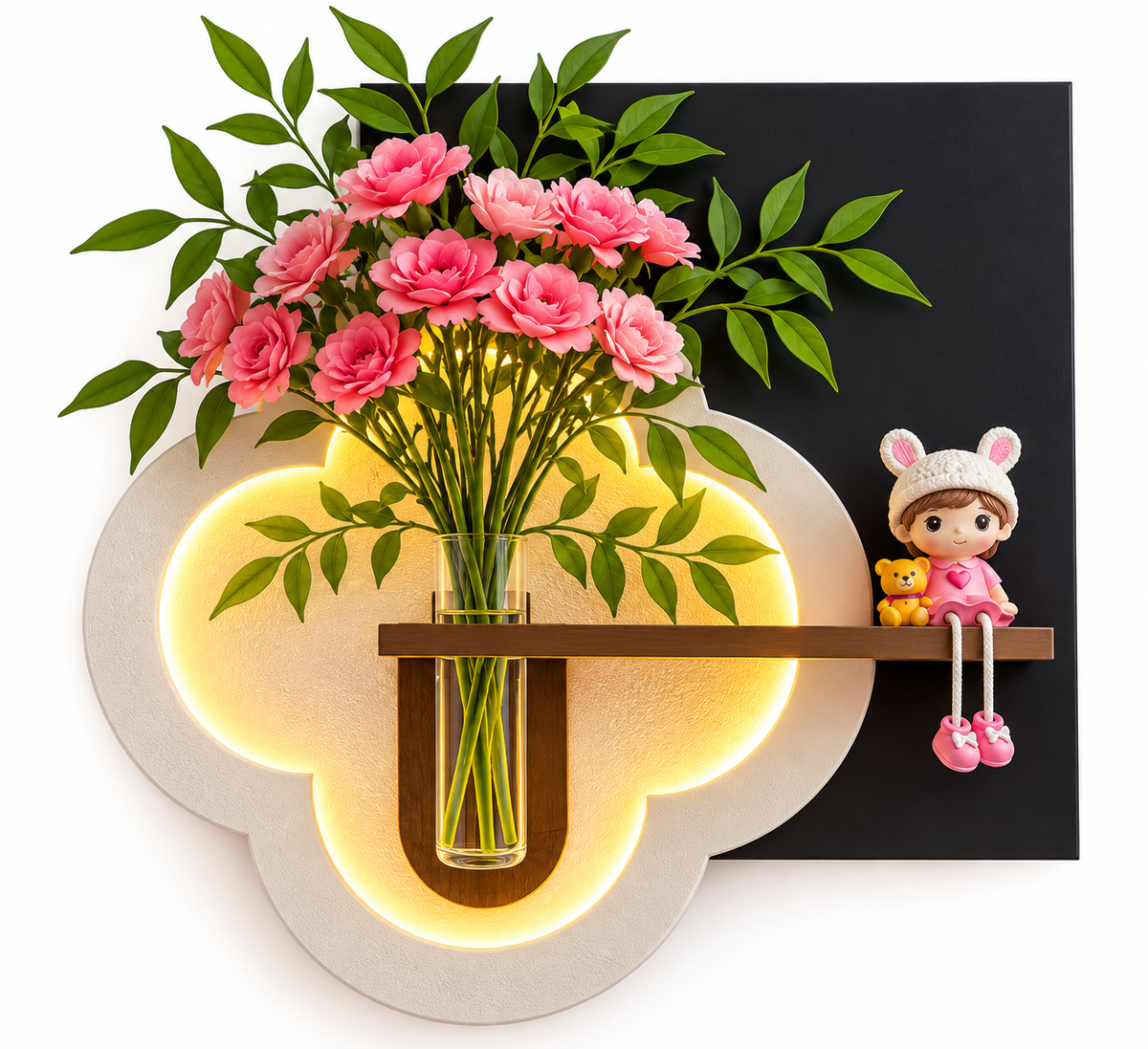 LED Floral Wall Shelf Decor