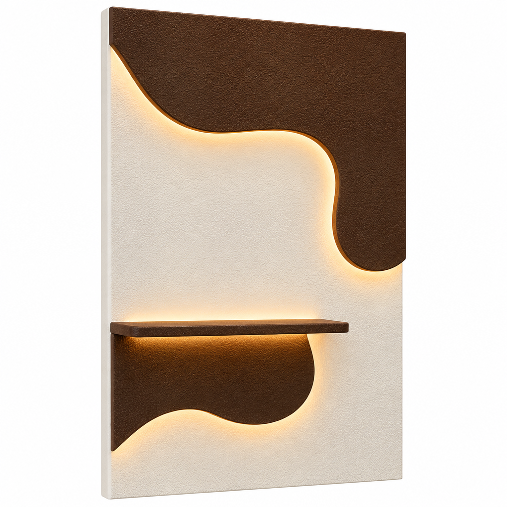 LED Abstract Wall Shelf with Decorative Backlit Panel