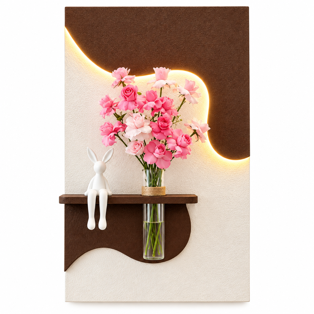 LED Abstract Wall Shelf with Decorative Backlit Panel