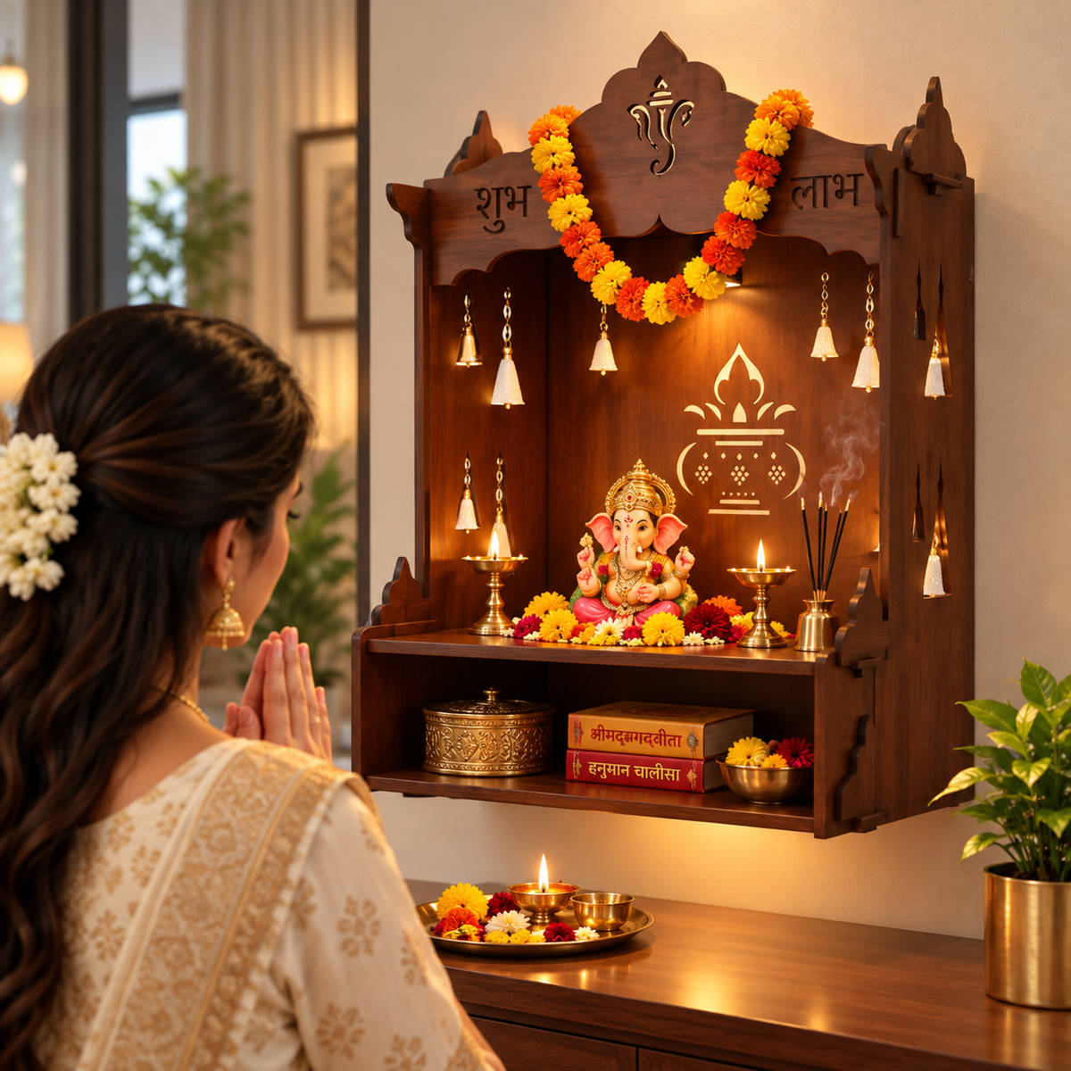 Wooden Foldable Pooja Mandir