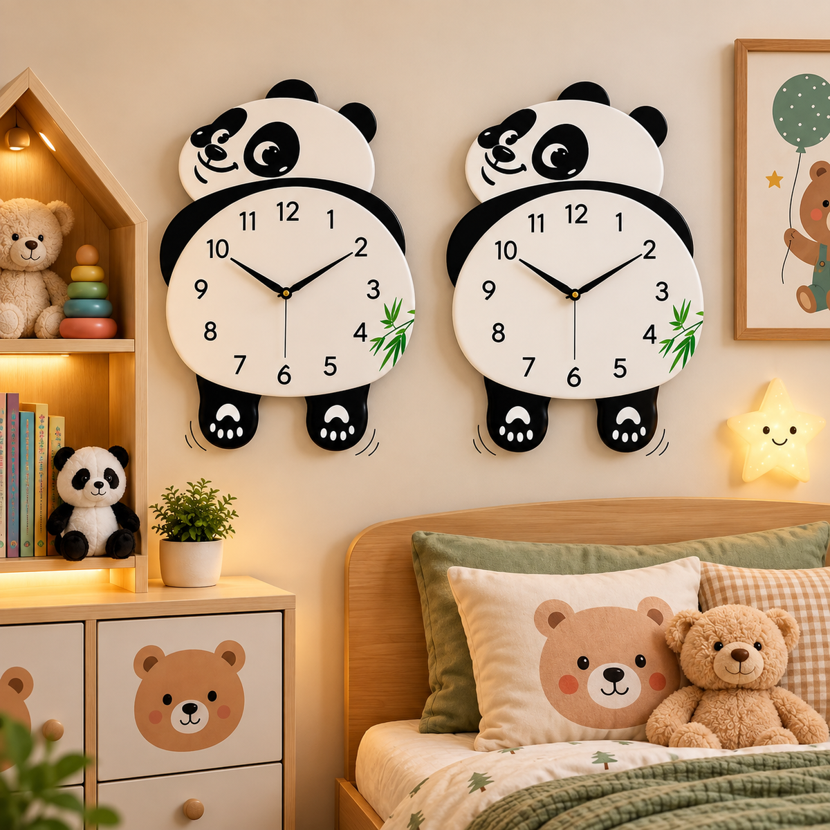 Panda Duo Clock