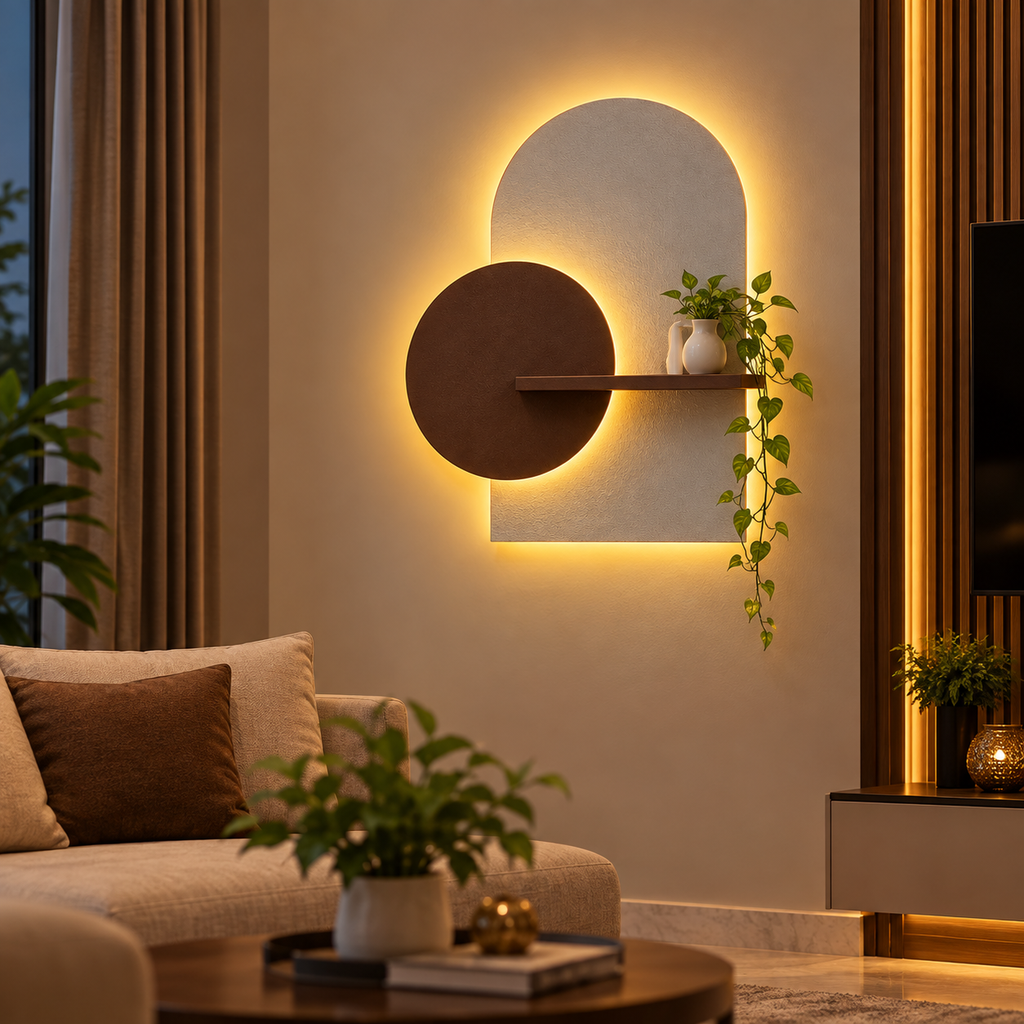 Modern LED Wall Shelf with Decorative Display