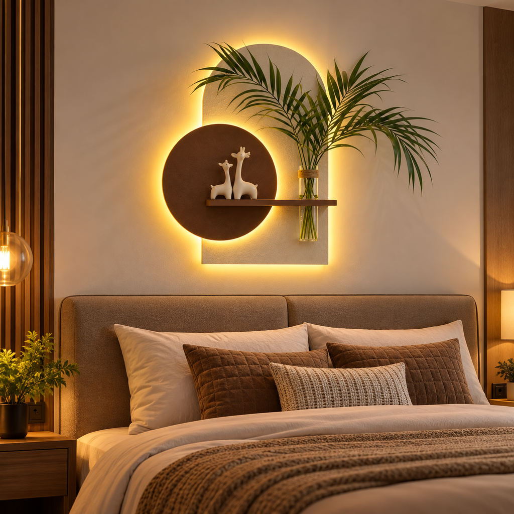 Modern LED Wall Shelf with Decorative Display