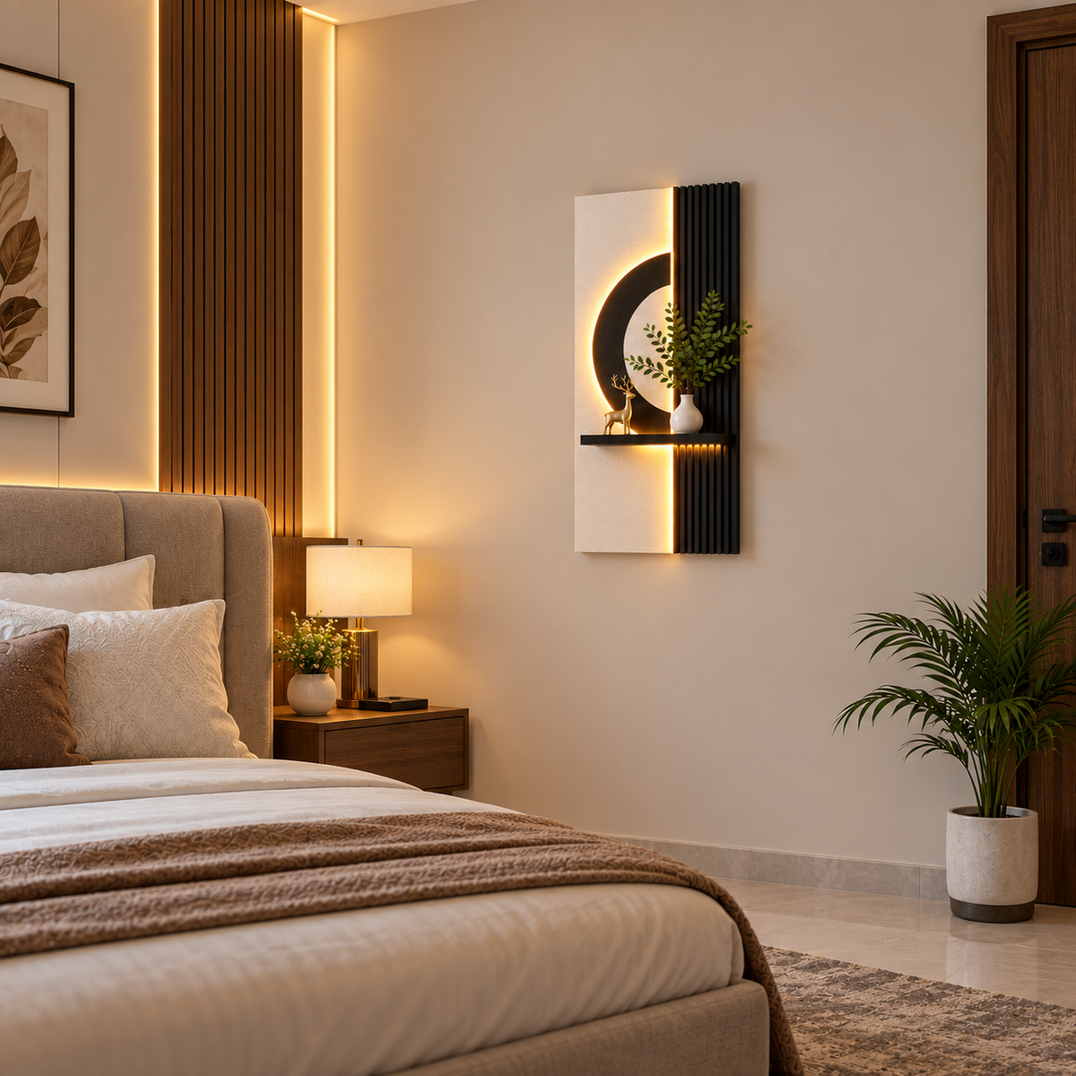 Modern LED Wall Shelf with Decorative Display