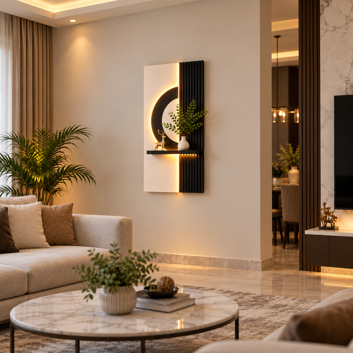 Modern LED Wall Shelf with Decorative Display