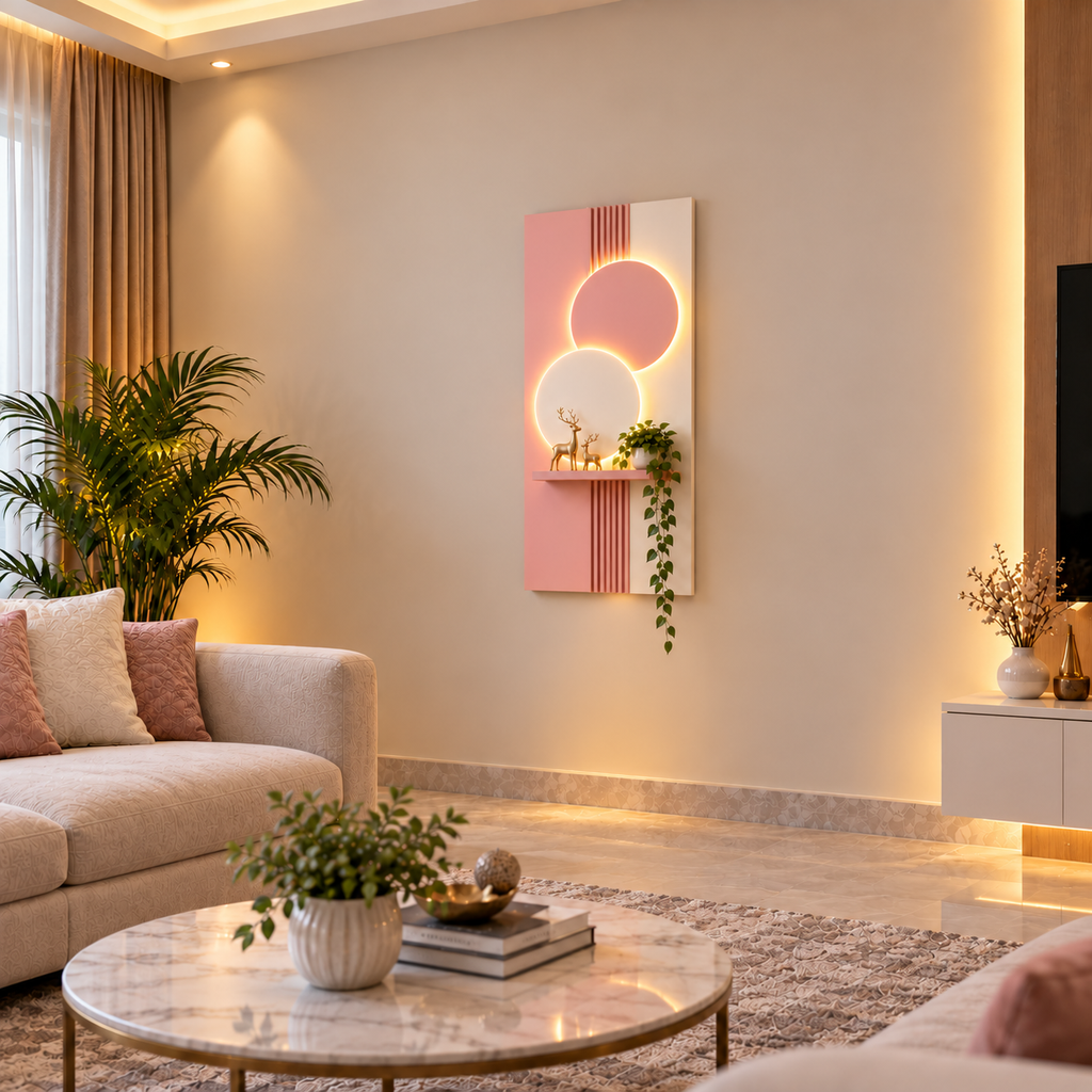 Modern LED Wall Shelf with Decorative Display
