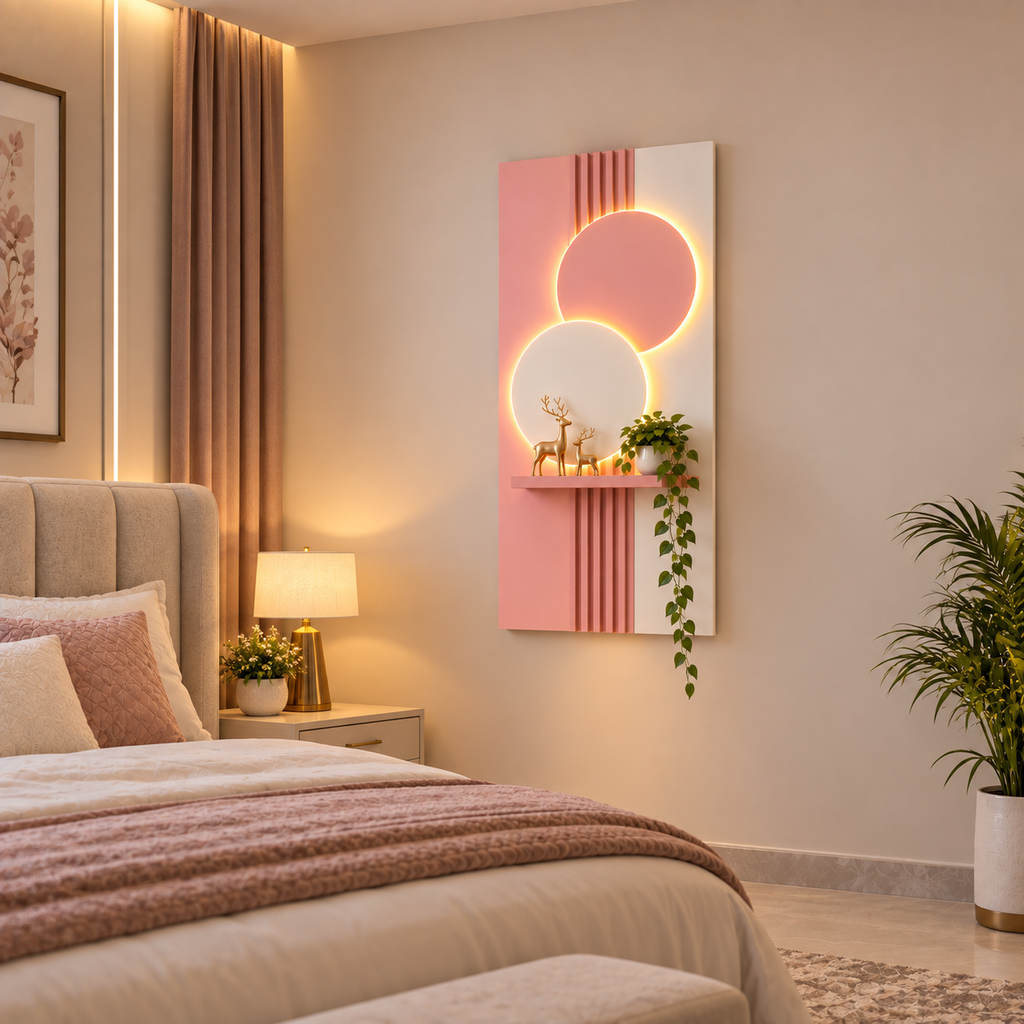 Modern LED Wall Shelf with Decorative Display
