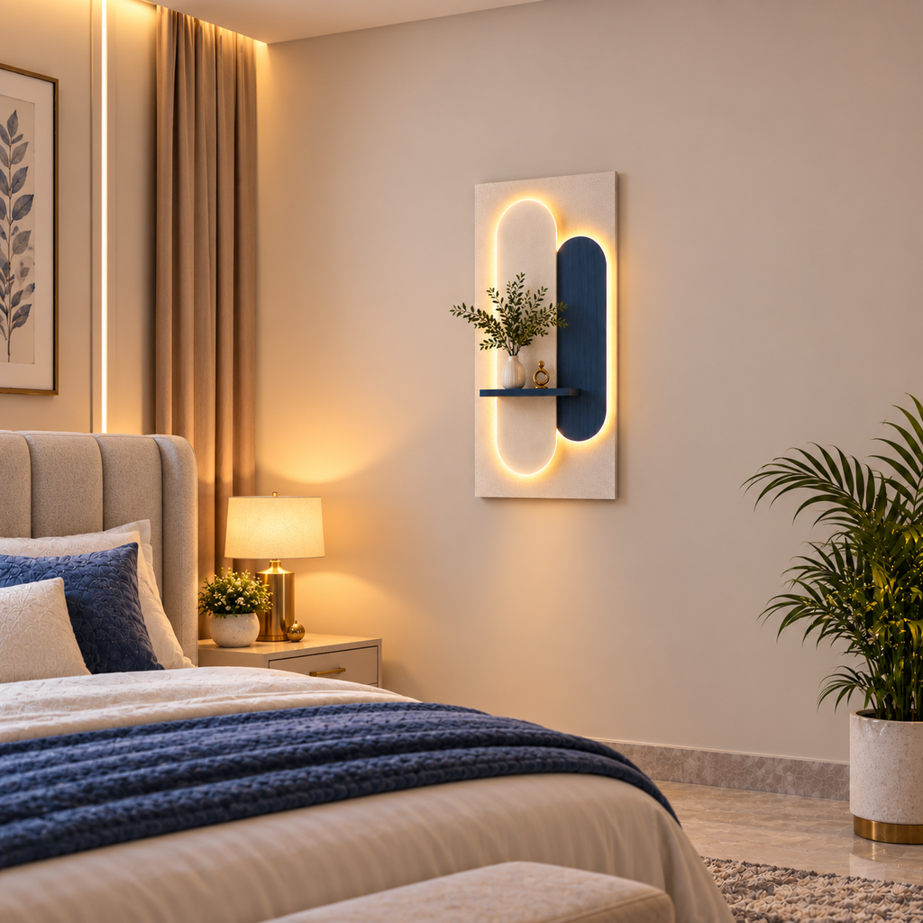 Modern LED Wall Shelf with Decorative Display