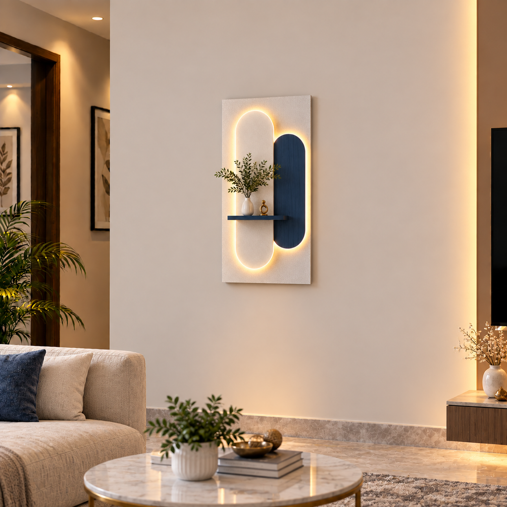 Modern LED Wall Shelf with Decorative Display