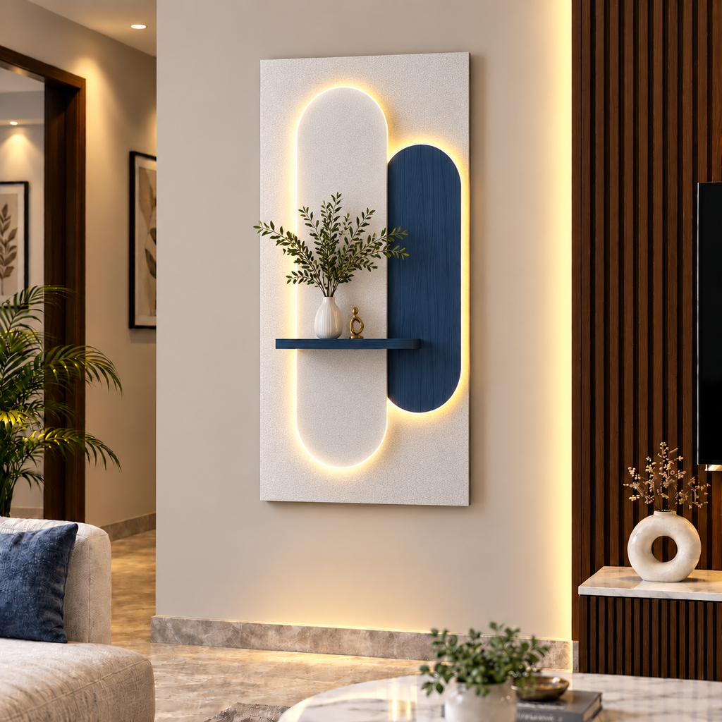 Modern LED Wall Shelf with Decorative Display
