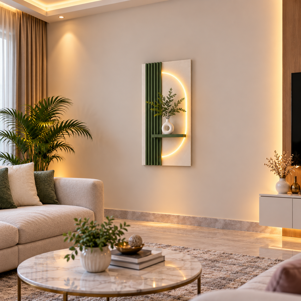 Modern LED Wall Shelf with Decorative Display
