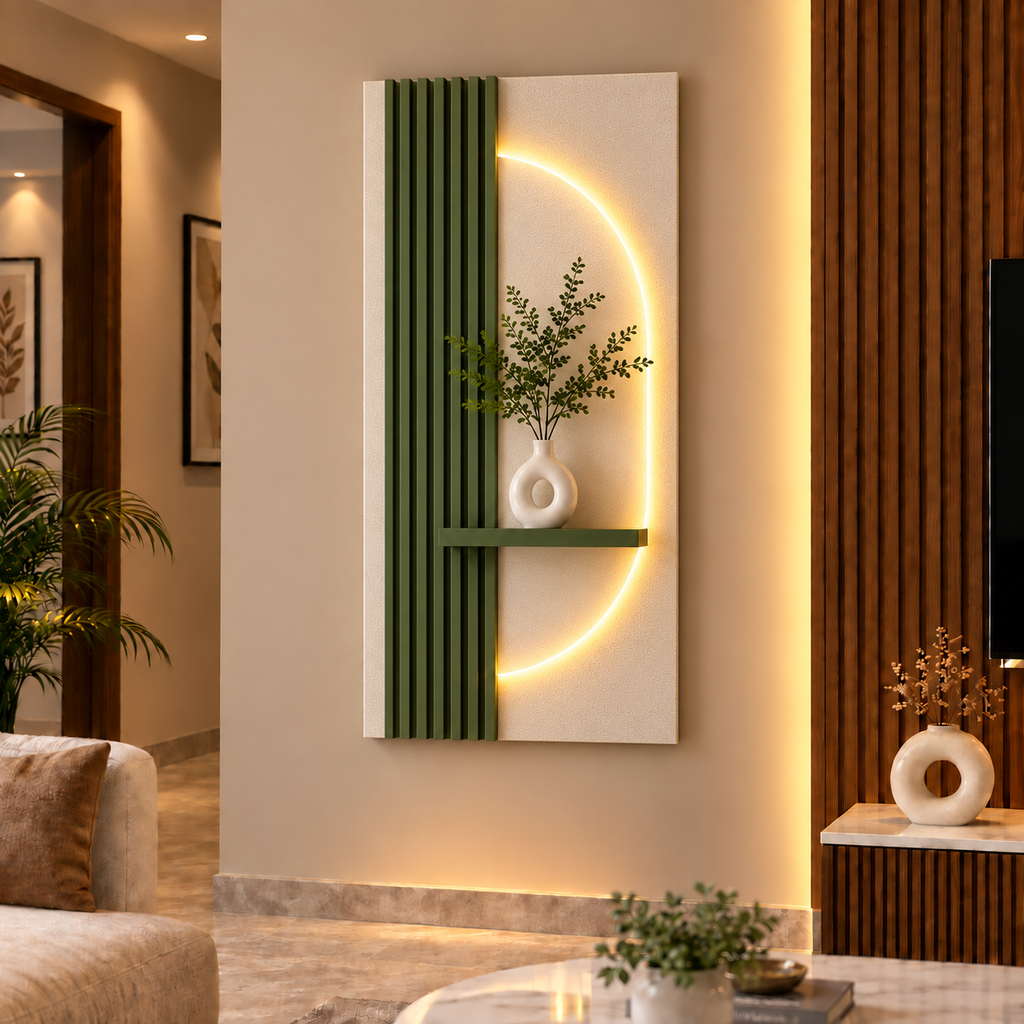 Modern LED Wall Shelf with Decorative Display