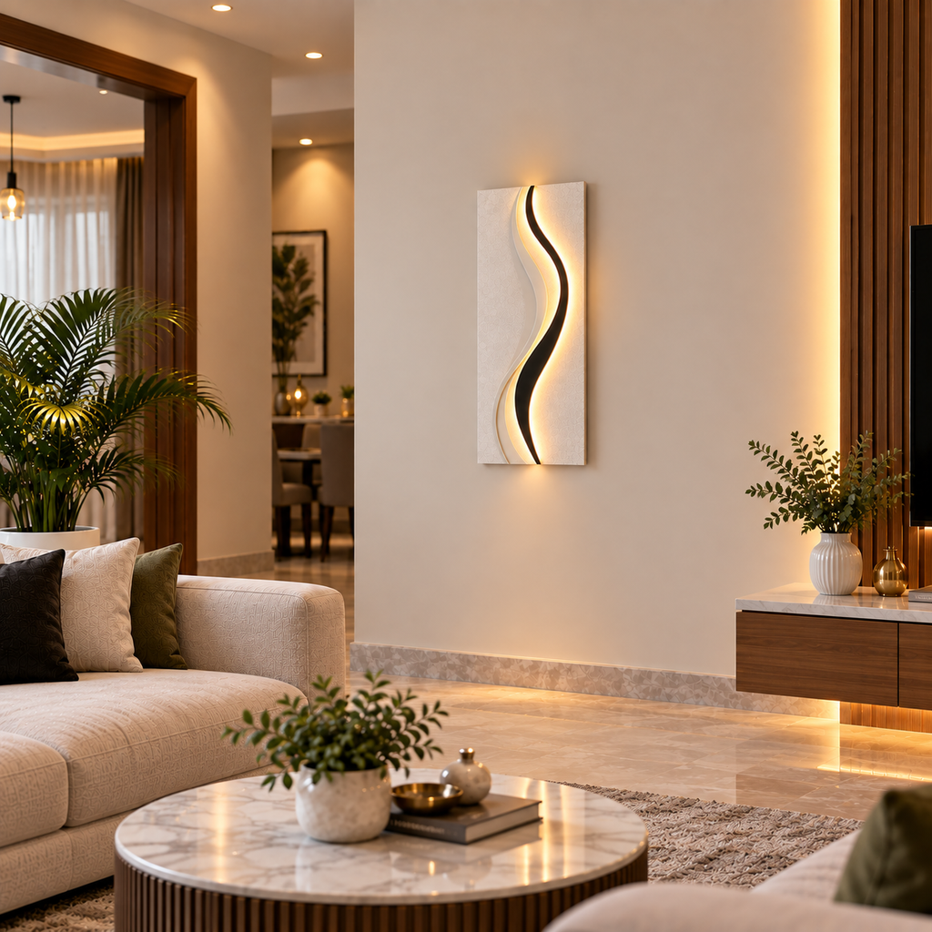 Modern LED Wall Shelf with Decorative Display