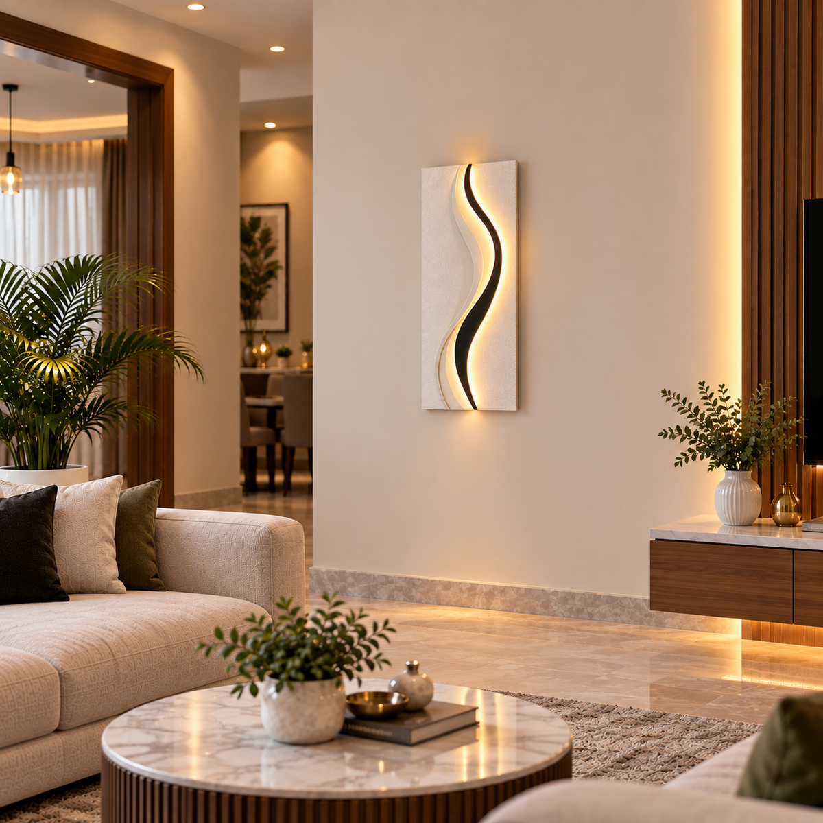 Modern LED Wall Shelf with Decorative Display
