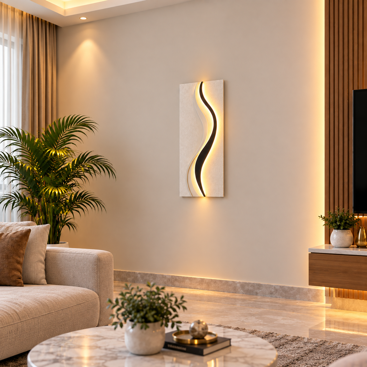 Modern LED Wall Shelf with Decorative Display