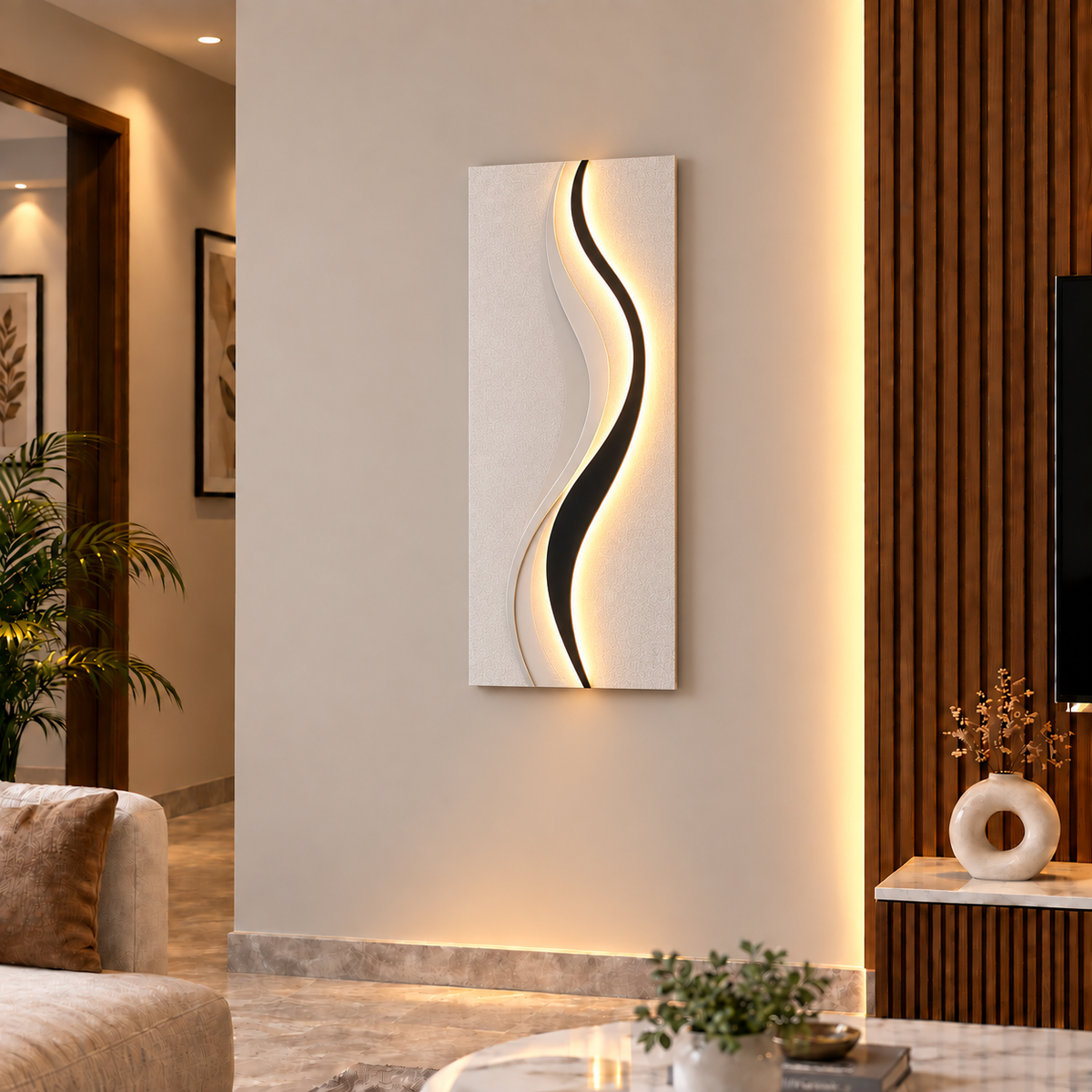 Modern LED Wall Shelf with Decorative Display