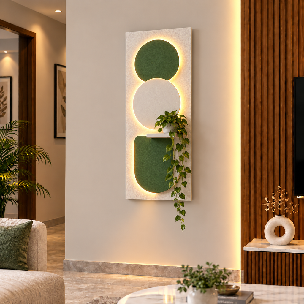 Modern LED Wall Shelf with Decorative Display