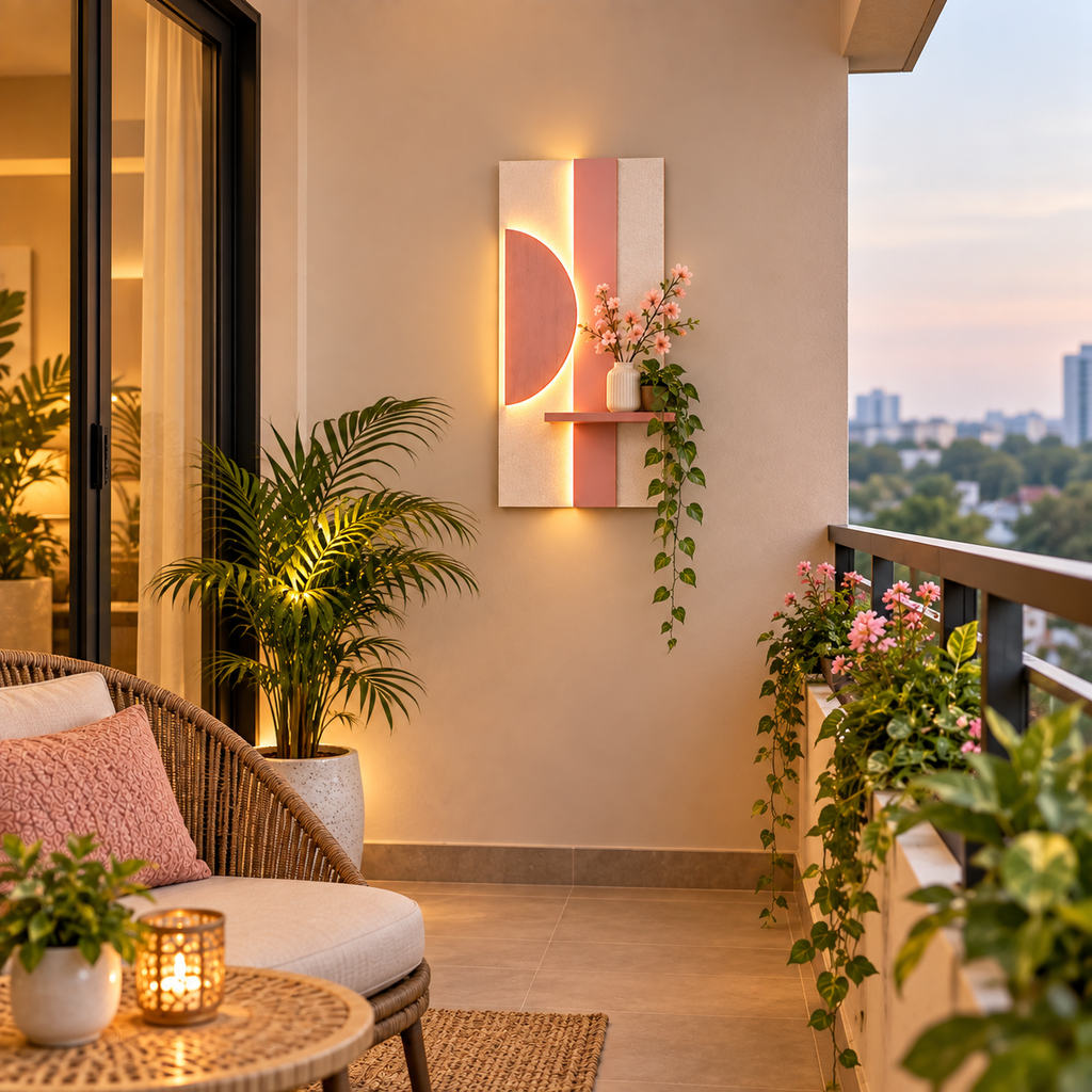 Modern LED Wall Shelf with Decorative Display