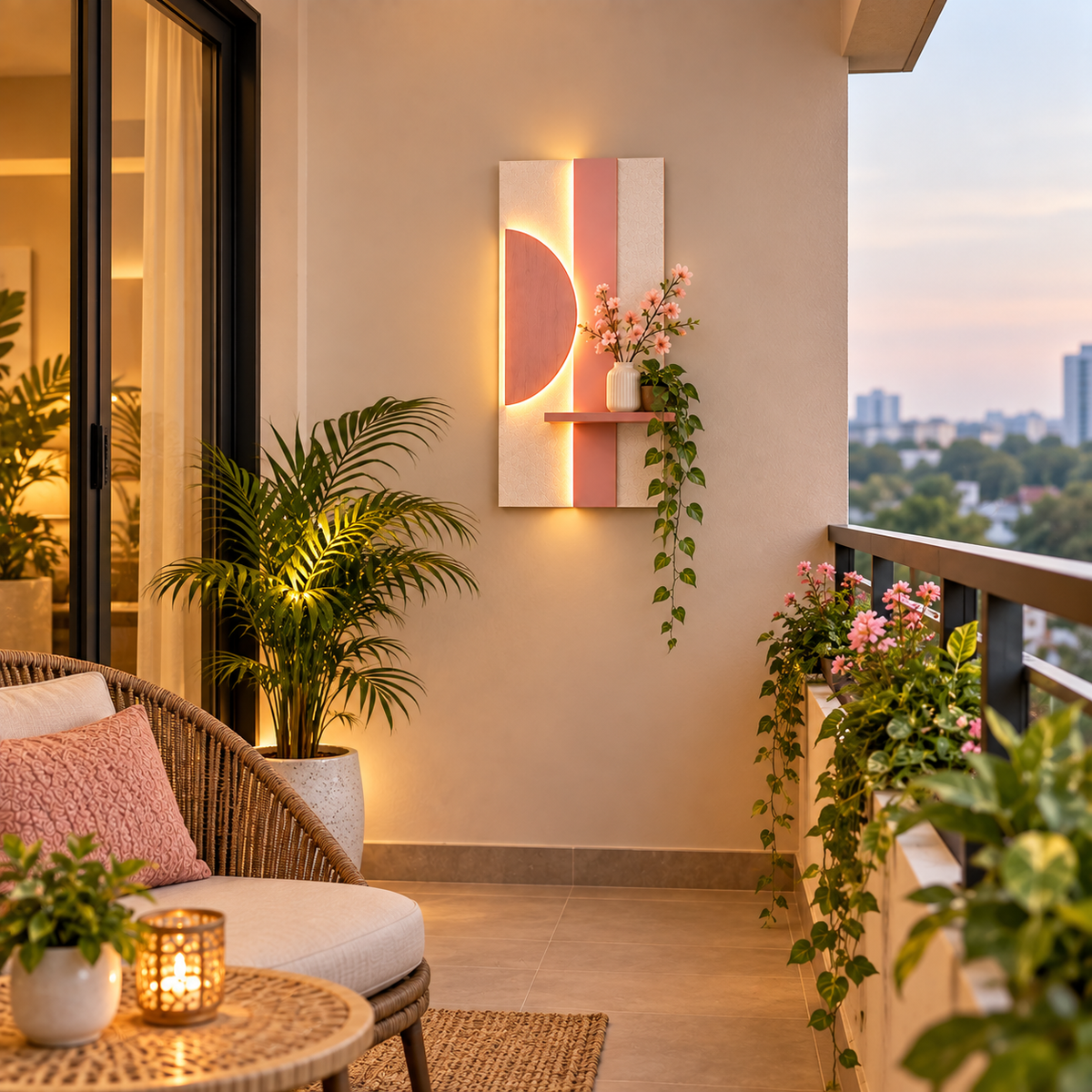 Modern LED Wall Shelf with Decorative Display