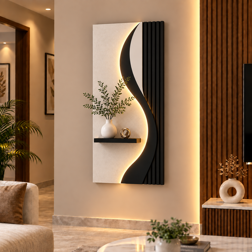 Modern LED Wall Shelf with Decorative Display