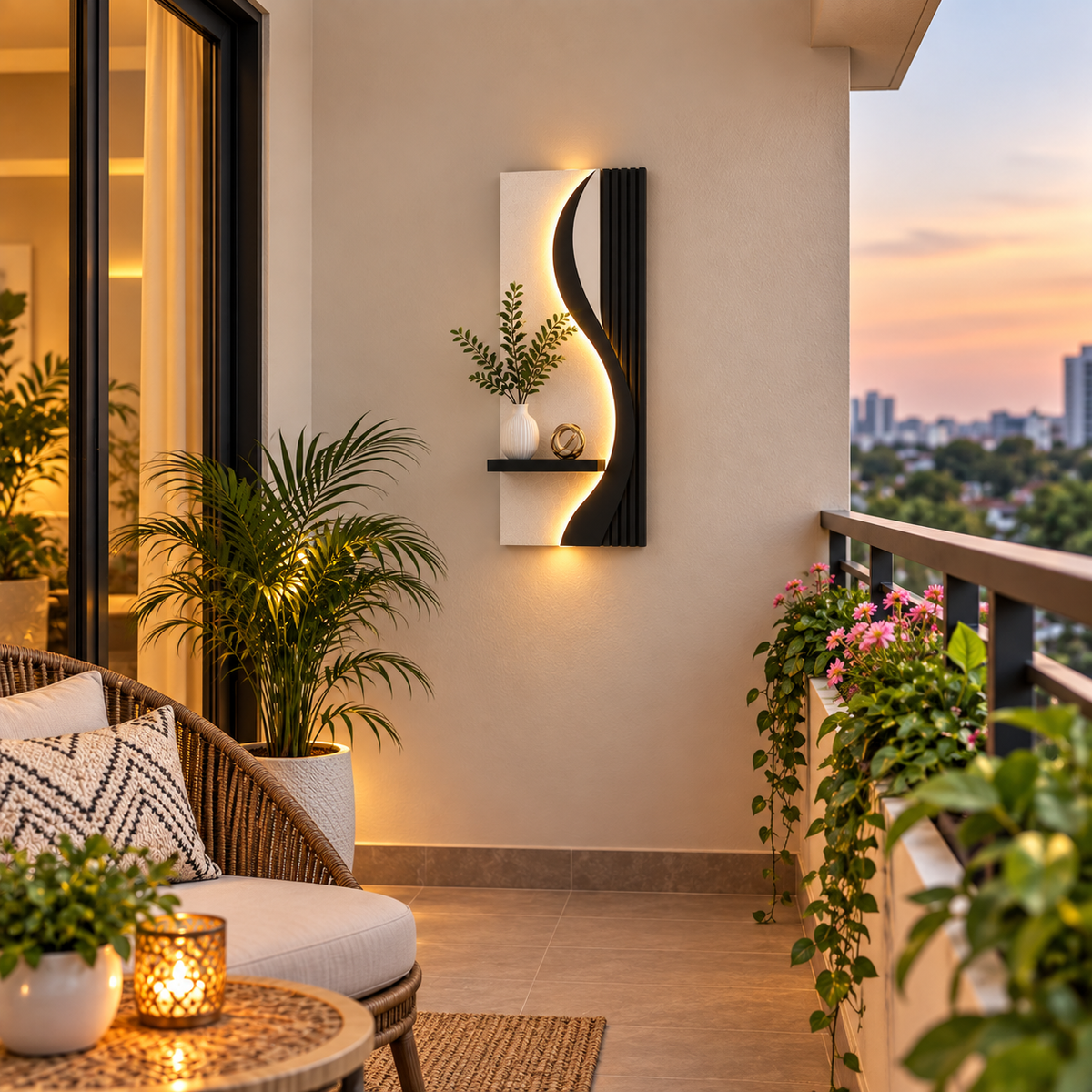 Modern LED Wall Shelf with Decorative Display