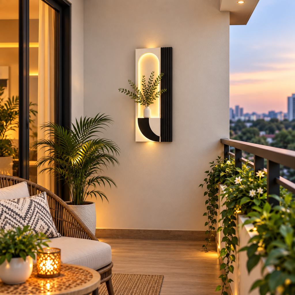 Modern LED Wall Shelf with Decorative Display