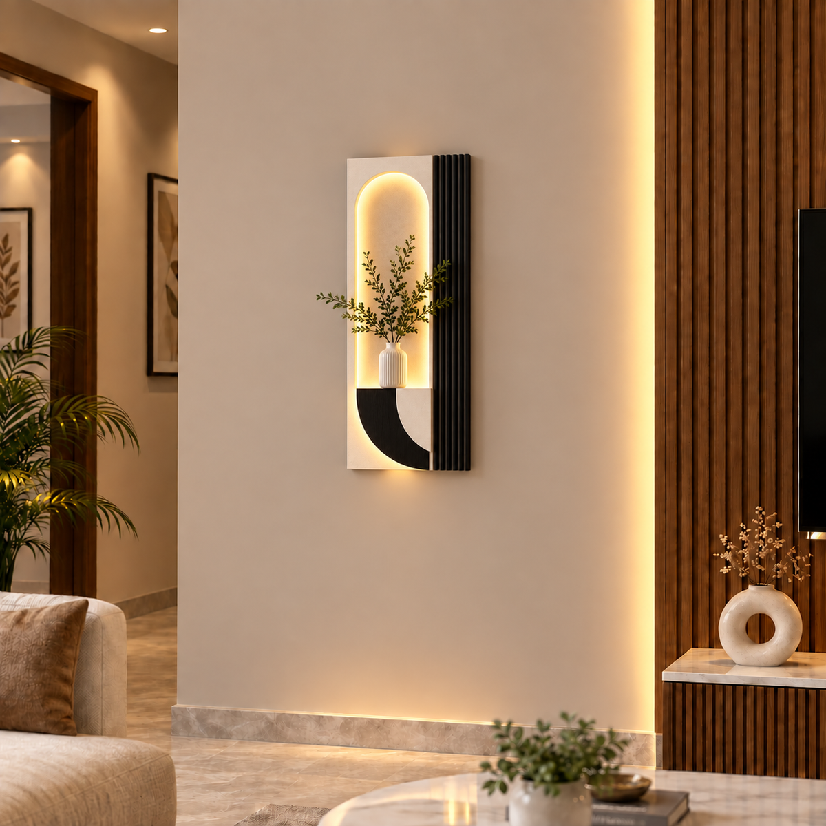 Modern LED Wall Shelf with Decorative Display