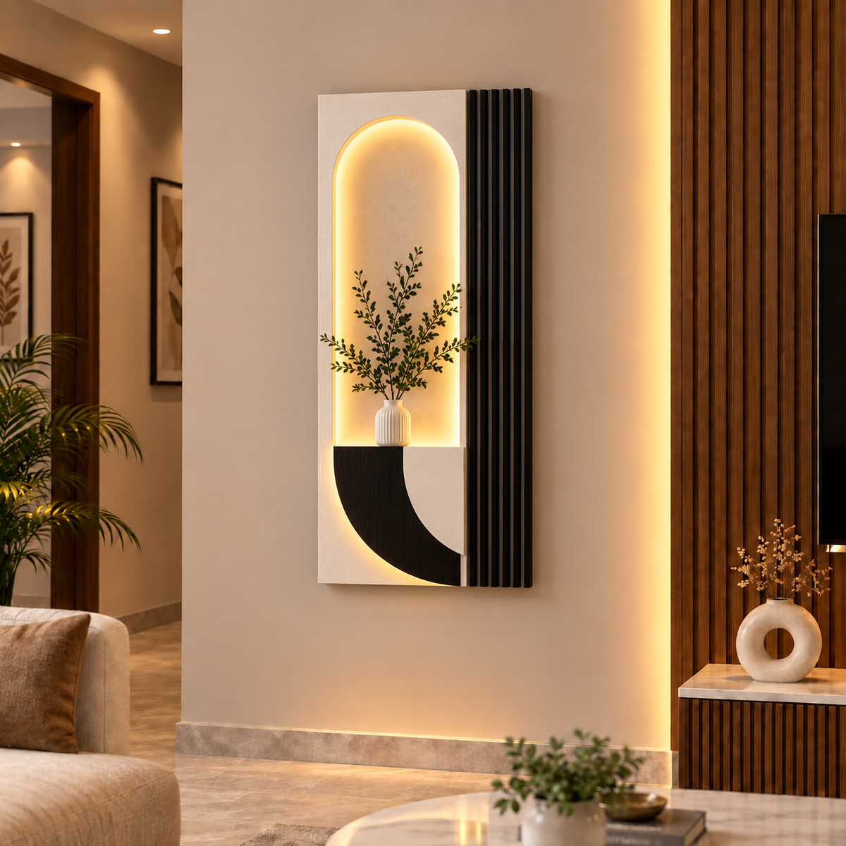 Modern LED Wall Shelf with Decorative Display