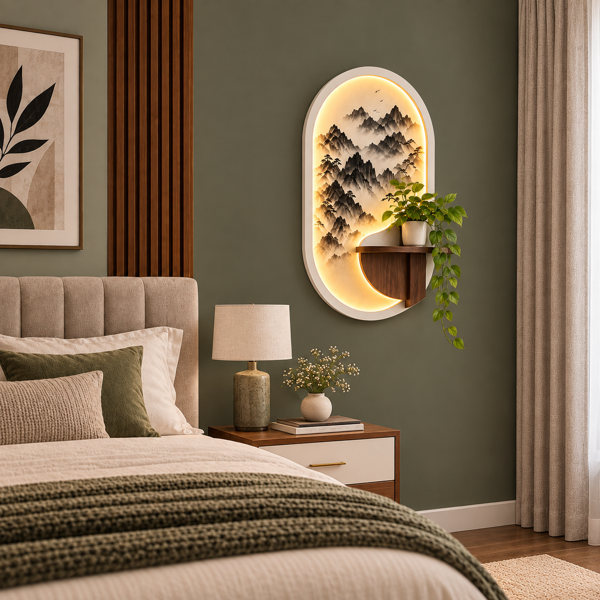 Modern LED Wall Shelf with Decorative Display