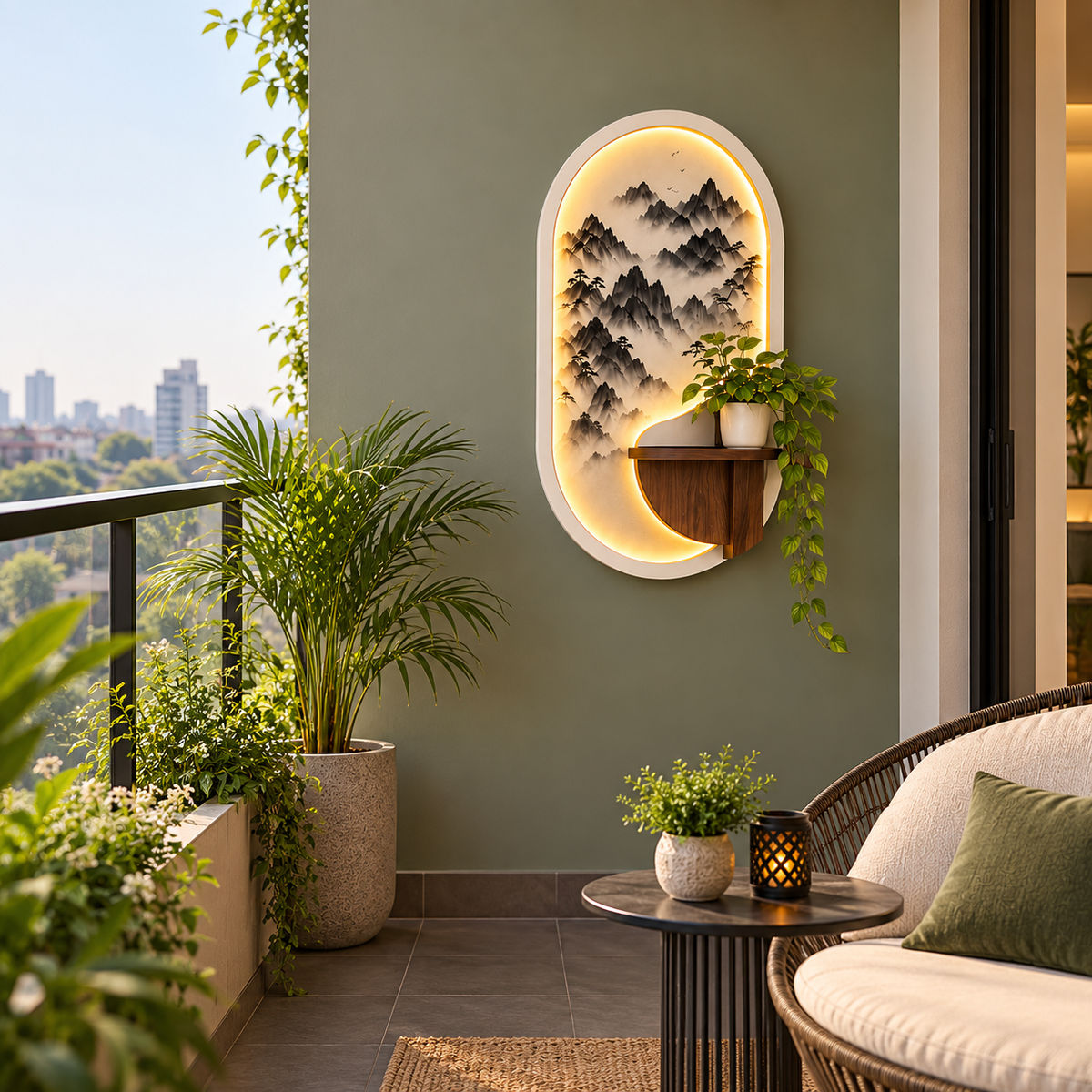 Modern LED Wall Shelf with Decorative Display
