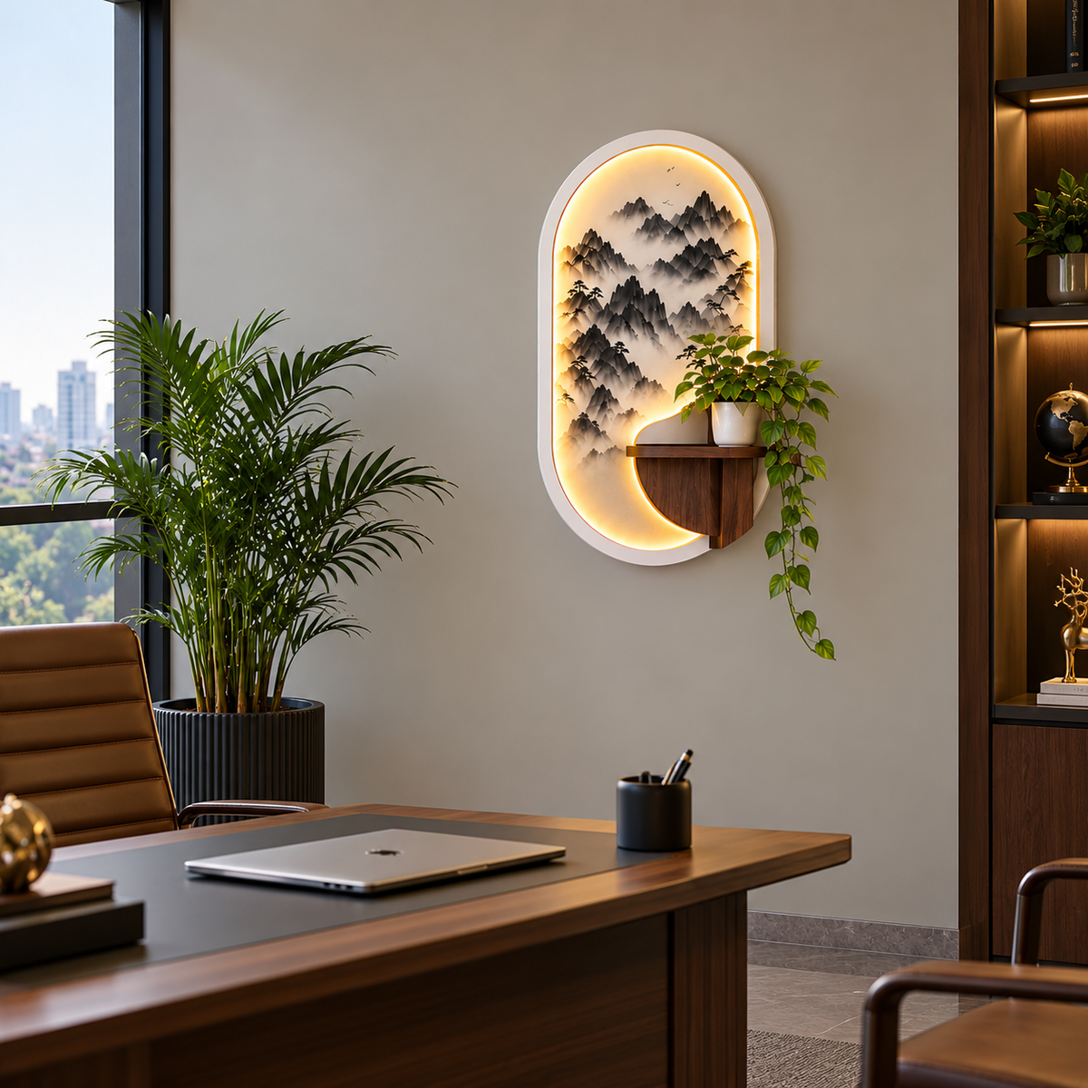 Modern LED Wall Shelf with Decorative Display