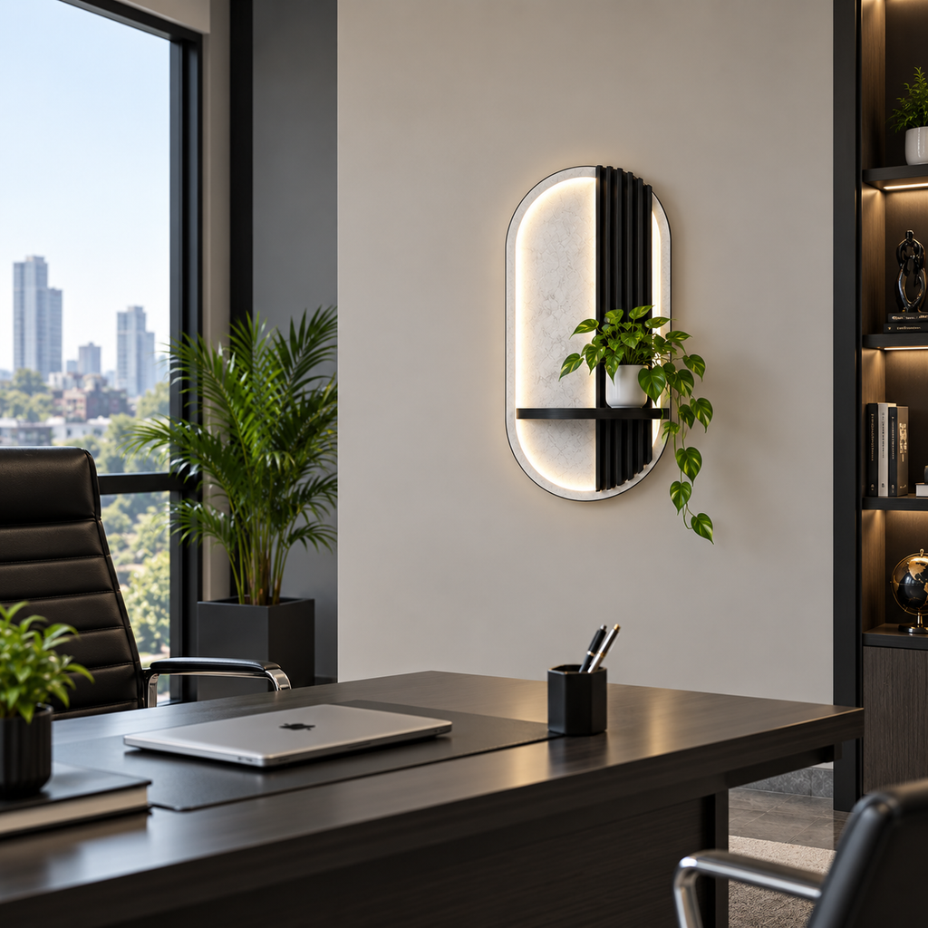 Modern LED Wall Shelf with Decorative Display