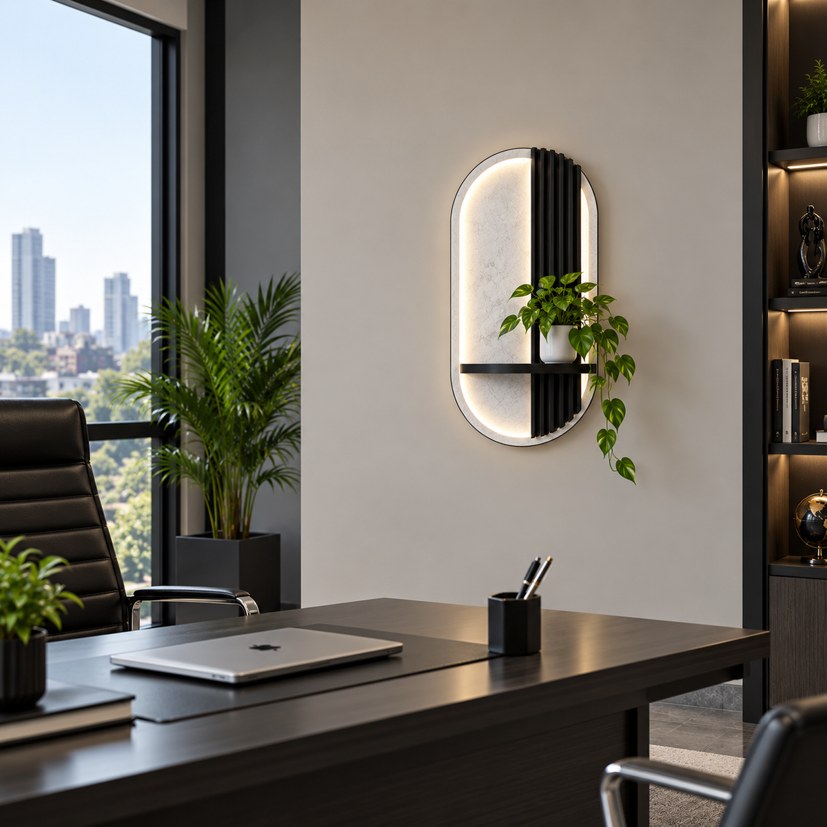 Modern LED Wall Shelf with Decorative Display